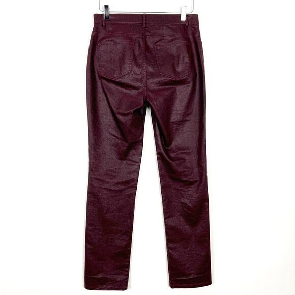 Lafayette 148 Coated Jeans Womens 6 Burgundy Mid Rise Straight Herringbone Print - Picture 12 of 13